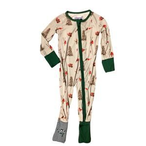 Dragonfly Dreams Holiday Cardinals Bamboo Footie Sleeper Size 6-12mo